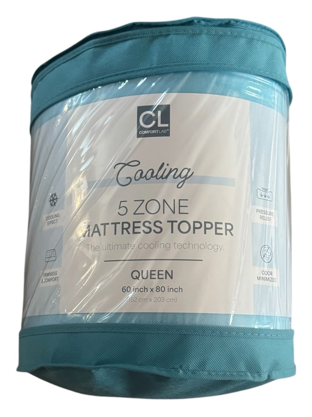Cooling 5-Zone Mattress Topper - Teal (Queen)